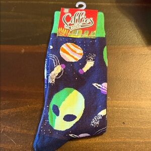 Colorful Alien and Planets Socks